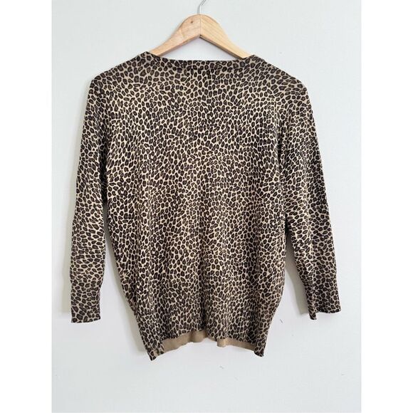 Michael Kors leopard print silk blend 3/4 sleeve cardigan sz SP - Picture 5 of 6